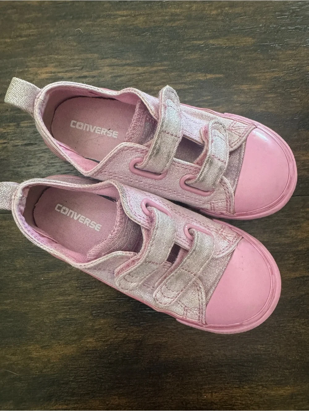 Girls Converse Glitter Pink Double-Strap
